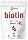 Micro Ingredienti Biotin 5000mcg | 365 Softgels olio di cocco vergine, rilascio rapido, alimentazione di un anno | Supporta capelli sani, pelle, & Nails | Non OGM, No Gluten