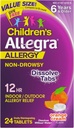 Allegra bambini 12-Hour Allergy Relief Orally Dissolving Tablets, Non-Drowsy Indoor and Outdoor Allergy Medicine, 30 mg Fexofenadine HCI Antihistamine per bambini, Crema Arancione Flavor, 24-Count
