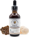 Botanical Touch del Creatore, Super 5, Mushroom, Blend 2 fl oz con Reishi, Tail Turchia, Lions Mane, Chaga e Maitake Mushrooms per il supporto immunitario. Doppio estratto, Macerated.