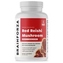 Brain Forza Organic Red Reishi Mushroom Capsule, Mushroom Adaptogenic Powered Immune Support, Cuore e Cardiovascolare Salute, Generale Benessere e Vitalità, Non-GMO, Vegan, Organico, 90 Capsule