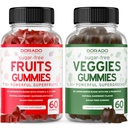 Fruit and Veggies Supplement (120 Gummies) - Premium Zucchero-Free Superfood Super Green & Fruit Gummies per Adulti - Supporto per Immunità per Uomini & Donne - Non OGM, Vegan Safe & Made in USA
