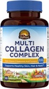 Vitalitown Multi Collagen Complex, Tipo I, II, III con Biotina, Vitamina C, Acido Ialuronico, Turco, Pepe Nero per Pelle, Capelli, Chiodi, 90 Capsule, Non OGM