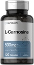 Horbäach L-Carnosine 500mg | 120 Capsule Supplemento | Non OGM & Gluten Free Powder Pills