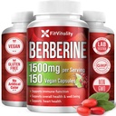 Supplemento berbino Premium, 150 capsule – 50 giorni di alimentazione, 1500 mg di berberina per la sega, Berberina HCI, Fatto da ingredienti naturali e puri al 100%, non OGM, senza glutine.