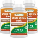 Best Naturals White Willow Bark 400 mg 180 capsule (180 conteggio (Pack of 3))