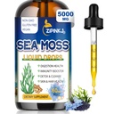 Sea Moss Drops, Irish Liquid Sea Moss Gel Supplement con olio di semi neri, Shilajit, Elderberry, Burdock Root, Spirulina, Bladderwrack for Digestion Health, Non-GMO, 2 Fl Oz