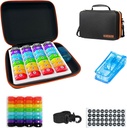 Organizzatore mensile 1Time A Day,Pill Organizer Monthly 1Time A Day con 32 Compartments&1Pill Cutter&1Travel Case&1Shoulder Straps&2PCS 31 Days Sticker. Comoda maniglia, senza BPA.