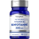 Piping Rock Benfotiamine 300mg | 90 capsule | Vitamina solubile grassa B1 | Non OGM, Integratore senza glutine