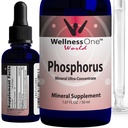 WellnessOne Ionic Phosphorus Supplements - Phosphorus Liquid dall'acido fosforico ortofosforico per denti, Bone Health, & Energy Support - Non-GMO, Vegan, Gluten Free - 1.67 fl oz