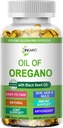 Olio di origano Softgels, olio organico di origano con olio di semi nero per il supporto immunitario Salute digestiva Arbale stagionale, Carvacrol & Thymoquinone Olio di origano,Plant Based,Non-GMO,120 Conte