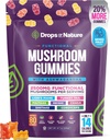 Ashwagandha Gummies e Lions Mane Mushroom Gummies Supplemento - Organic - Reishi, Cordyceps, Turchia Tail, Maitake, Shitake, Chaga - Difesa Immune, Boosts Cognitive Performance, Vegan, Carb basso