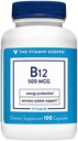 La vitamina Shoppe Vitamina B12 500mcg - Supporta la produzione di energia, una volta il supplemento dietetico giornaliero - Vitamina B-12 (come Cyanocobalamin), Gluten & Dairy Free (100 capsule)