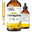 Wild & Organic Astragalus Tincture - Integratore di supporto immunitario w/Astragalus Root Extract - Tintura vegana per l'immunità - Gocce senza zucchero e alcol - 4 fl oz