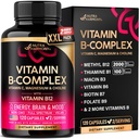 Complesso di vitamina B per uomini e donne - Made in USA - B-Complex: B1, B2, B3, B5, B6, B7, B8, B9, B12 con vitamina C, Choline, Inositol - Energy, Brain & Heart Support Supplement, 120 capsule vegane