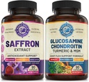 Pure Saffron Extract & Advanced Joint Support Bundle (una bottiglia ogni). Supporta Mood, Energy Boost, Funzione Metabolica e Joint Health. USA Made.