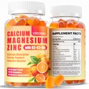 Calcium Magnesium Zinc Gummies con D3 &B6 &K2, 1000mg Calcium Gummies con 300mg Magnesium Support Energia Immune per adulti e adolescenti, Sugar Free(120Count)