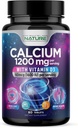 Calcium 1200mg con vitamina D3 per il miglior assorbimento - Advanced Bone Support Supplement, 1200 mg Carbonato di calcio & 1600 IU Vitamin D3, lento rilascio per il supporto immunitario, facile da ingoiare, 60 compresse