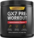 Vitamina Bounty Gx7 Pre Workout Polvere per gli uomini – Pre allenamento per le donne - Zucchero Free Pre Workout Energy Booster Supplement con Beta-Alanine, Caffeina, Keto, 0g Net Carbs - Aroma di anguria, 20 Serve