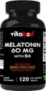 Melatonina 60 mg con vitamina B6 – 120 compresse dissolvere veloci Supporto per il sonno extra-forza – Droga-Free – Citrus naturali Flavor – vegetariano, non OGM, senza glutine