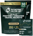 Nutrizione sui pacchetti Go Whey Protein Isolate con Creatina – 25g Protein + 5g Creatina – Polvere di proteine da viaggio a singolo raggio - Varietà Pack (Vanilla & Chocolate) (30-Pack)