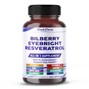 All-in-1 Bilberry Eyebright Astaxanthin Elderberry Resveratrol Supplement - Ricco di Antiossidanti & Supporti Eye Health - Made in the USA -150 Capsule