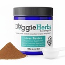 Liver Revive Dog Liver Health Supplemento di Doggie Herbs - Pianta erbacea di grado umano Basato per la guarigione del fegato, la protezione, la riparazione e il miglioramento 100g w/Scoop