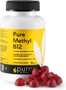 Methyl B12 Vitamin Gummies - Vegan Vitamin B12 Methylcobalamin Gummies per adulti e bambini - Masticabile B-12 gummy per l'energia & Nerve Funzione – senza glutine, senza latticini, Kosher-60 Gummies 1500 mcg
