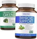 Super Greens & Tiroid Support (3-Month Supply) Tiroid Vitality Bundle di Organic Super Greens Polvere - Superfood completo (180 capsule) & Thyroid Supporto per gli uomini e le donne (non OGM)(180 capsule)