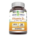 Stupefacente Vitamina D3 in Olio d'oliva 5000 IU Supplemento | Softgels | Non OGM | Gluten-Free | Made in USA (1 Pack | 360 Count)