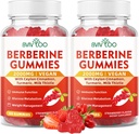 2 Packs Berberine Gummies, Sugar Free 2000mg High Potency Berberine HCI Supplemento, Plus Ceylon Cinnamon, Latte Thistle for Women & Men, Immune System & Metabolism Support - 120 Gummies