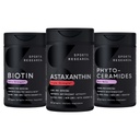 Supporto per pelli e capelli sani di ricerca sportiva® - Vegan Biotin 10.000mcg con olio di cocco, tripla resistenza Astaxantina 12mg, e Phytoceramides 350mg per Softgel · Non-GMO · Vegan · Senza glutine