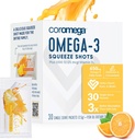 Coromega Omega 3 Fish Oil Supplemento con Vitamina D3, 650mg di Omega-3 con 3X migliore assorbimento di Softgels, Tropical Orange Flavor, 30 singolo Serve Squeeze Packets