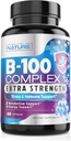 Vitamina B Complex - Tutte le B Vitamine B1, B2, B3, B5, B6, B7, B9, B12, Acido Folico, Vitamina C - Super B-100 Supplemento - Immune, Energy & Metabolism Support, Vegan, Non OGM, Gluten Free, 60 Capsule