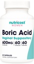 Acido Borico Nutricost 600mg, 60 capsule - Vaginal Suppository - Non OGM - per le donne