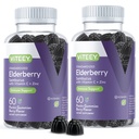 Viteey Sambucus Elderberry Gummies per adulti – Vitamina C di Elderberry e Gummie di Immunità di Zinco - Vegan, Gluten-Free – 120 Count