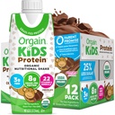 Orgain Organic Kids Protein Nutritional Shake, Cioccolato - 8g di Proteine, 22 Vitamine & Minerali, Frutta & Verdura, Senza Glutine, Soia Libero, Non OGM, 8.25 Fl Oz (Pack of 12)