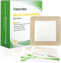 Kastormed Silicone Adhesive Foam Dressing con Gentle Border 4'x4''' 10 Pack, Alta assorbenza Foam Wound Bandage for Bed Sore, Leg Ulcer, Diabetic Ulcer