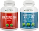 Riso di lievito rosso puro olistico 1200mg con CoQ10 & Niacina + Magnesio Glycinate 400mg - 120 capsule + 270 compresse - Made in USA