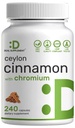 Cannella di Ceylon con Cromo 1000mcg, 240 capsule | Estratto di corteccia interna attiva, vera origine dello Sri Lanka | Integratori di cannella naturale