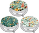 3 confezione scatola di pillole, piccolo caso di pillole per borsa e tasca, organizzatore di medicina di viaggio carino, contenitore di medicina portatile per tenere vitamine, farmaci, olio di pesce e supplemento, fiori graziosi