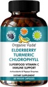 Organic Veda Elderberry Turmeric Chlorophyll Immune Support Supplemento - Superfoods Antioxidants, Green Vitamin C, Grape Seed Extract, Acerola, Moringa & Papaya Enzymes - 60 Vegan Capsule