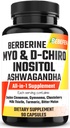 Myo-Inositol & D-Chiro Inositol Capsule con Ashwagandha, Berberina, Cinnamon, Gymnema, Chasteberry, Latte Thistle, Turmeric, Bitter Melon - 90 Capsule