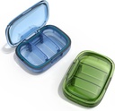 2 Pack 3 scomparti Piccolo contenitore di pillole, Moisture Proof Case, Organizzatore di viaggio per borsa da tasca, Contenitore giornaliero di vitamina di medicina portatile, Olio di pesce e stoccaggio di supplemento