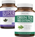 Antiossidanti & Estratto di tè verde (1-Month) Antiossidante Fusione Verde - Super Antiossidanti - Potente Super Food Daily Blend (120 Caps) & Green Tea Extract with EGCG Polyphenol Catechins(60 Caps)