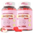 Myo-Inositol & D-Chiro Inositol Gummies per le donne 2000mg + 50mg, 40:1 Ratio Inositol con Vegan Omega-3 + D3, Magnesium Glycinate, Methyl Folate + B12 per la salute e il benessere femminile, Sugar Free, 120 Cts