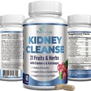 Herbal Kidney Cleanse con estratto di mirtillo, Astralagus - 21 Frutta & Erbe - Detox & Cleanse Urinary Tract & Bladder Health, Supporto rene, 60 Vegan Capsules