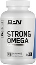 BARE PERFORMANCE NUTRITION, BPN Strong Omega Fish Oil Soft Gel, 1290mg Fish Oil per Capsule, Wild Caught Fish, Sostenibilmente Sourced, Certificato IFOS
