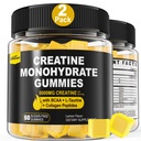Gummie monoidrate di creatina per uomini e donne - con BCAA, Peptidi di collagene, L-Taurina, Vitamina B12, D3, Chewables Creatine Monohydrate 5g Per Serving, Natural Lemon Flavor, Sugar Free, 2 Pack
