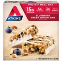 Atkins Blueberry Greco Yogurt Protein Meal Bar, High Fiber, 15g Protein, 3g Zucchero, 5g Carbs Net, Meal Sostituzione, Keto Friendly, 5 Conte