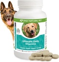 Solo Natural Pet Ultimate Vitamine Giornaliere - Integratore Multivitaminico completo per Cani Salute e Vitalità bilanciata - Sostegno immunocommune per alimenti di canina e piccola e grande canina -180
